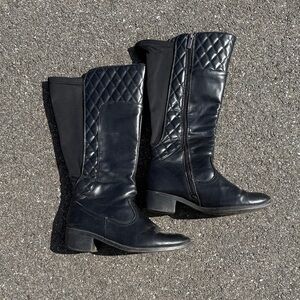 DSW Wide Calf Black Quilted Heeled Boots